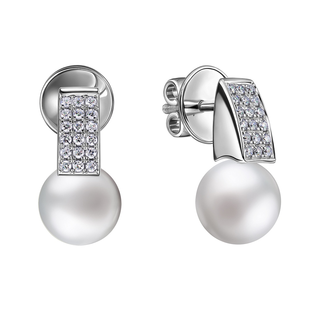 Серьги пуссеты с бриллиантом Арт-Модерн 020570-Б