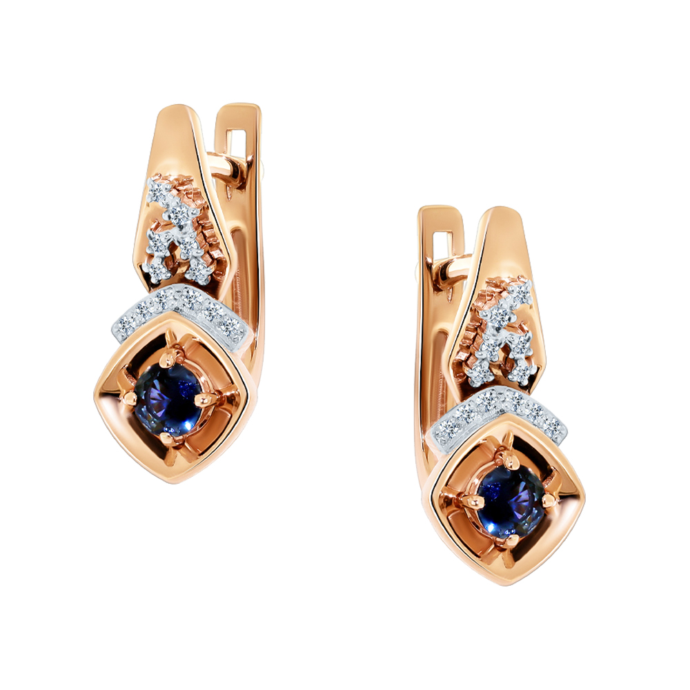 Серьги с бриллиантом АЛЬКОР 25777-102