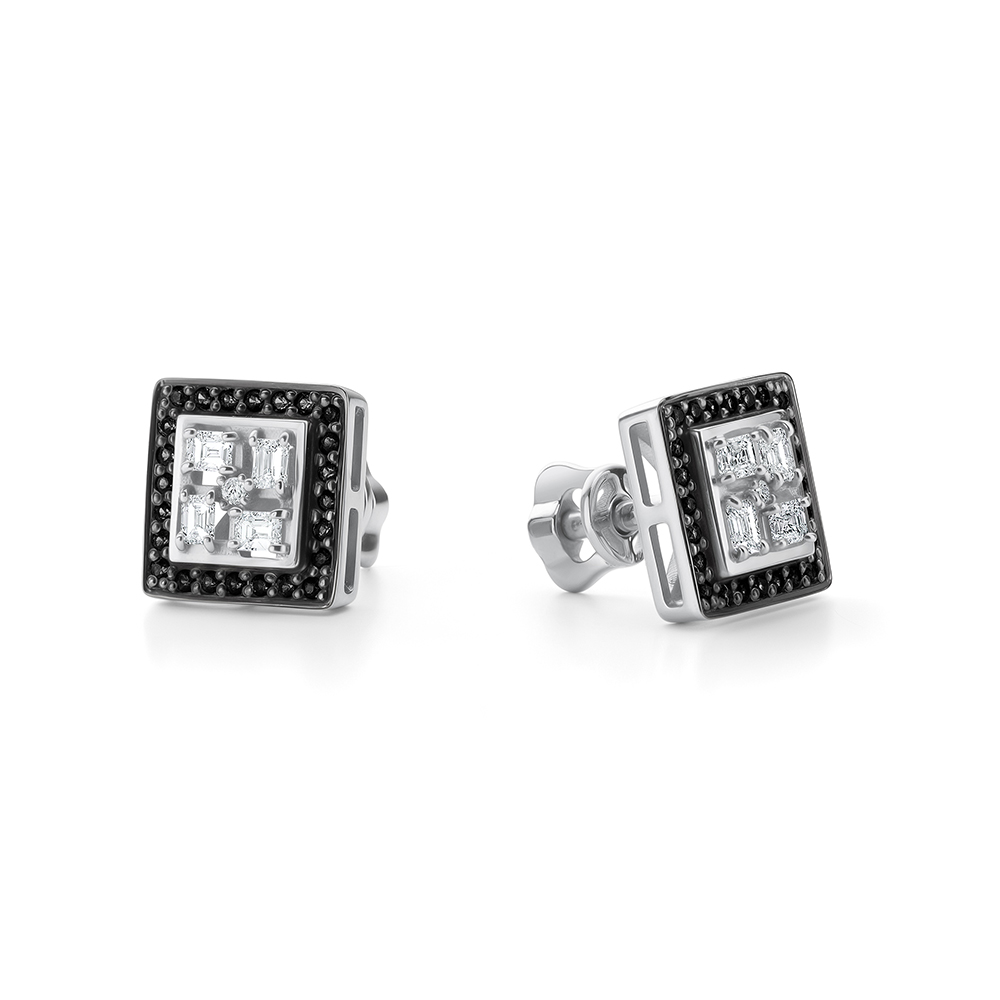 Серьги пуссеты с бриллиантом АЛЬКОР 26002-213