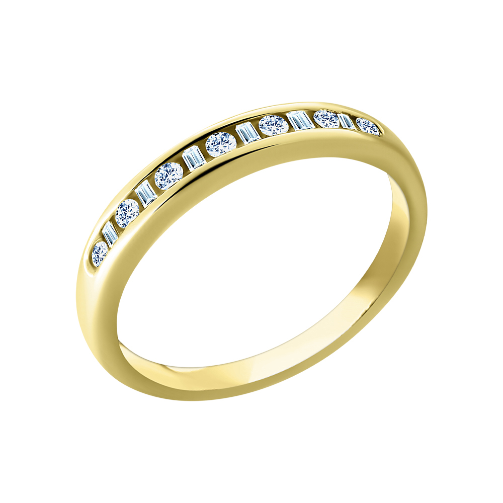 Кольцо обручальное с бриллиантом из лимонного золота JV AAR/6642