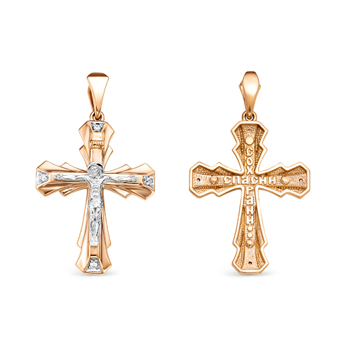 Подвеска крест с бриллиантом Rose Grace 6-076-103-3К