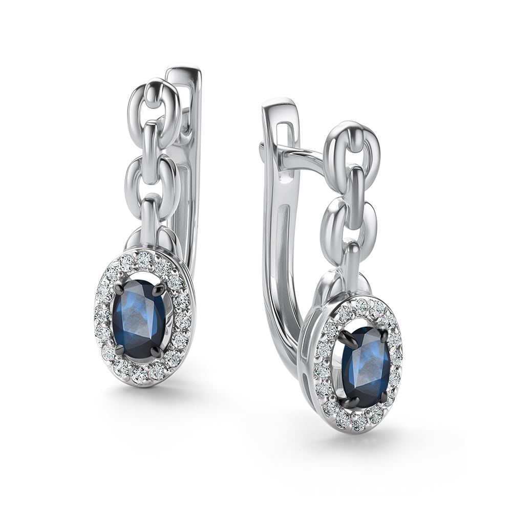 Серьги с бриллиантом АЛЬКОР 26091-202