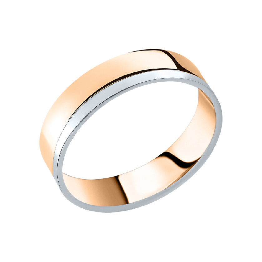 Кольцо обручальное из комбинированного золота 110122
