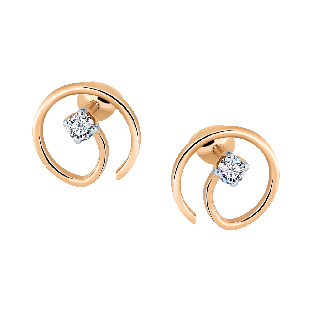 Серьги пуссеты с бриллиантом АРИНА 1048852-11240