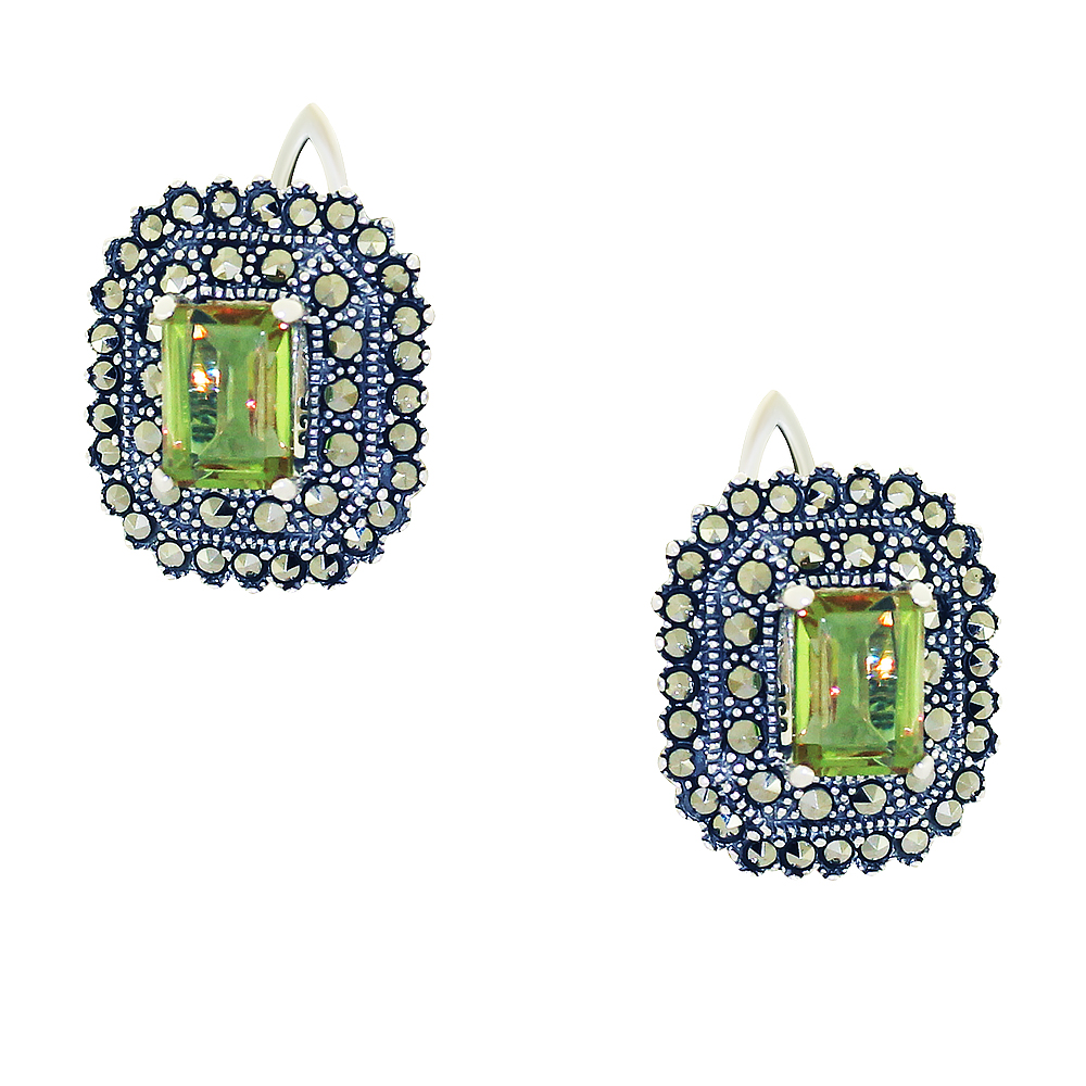 Серьги из серебра Марказит HE876