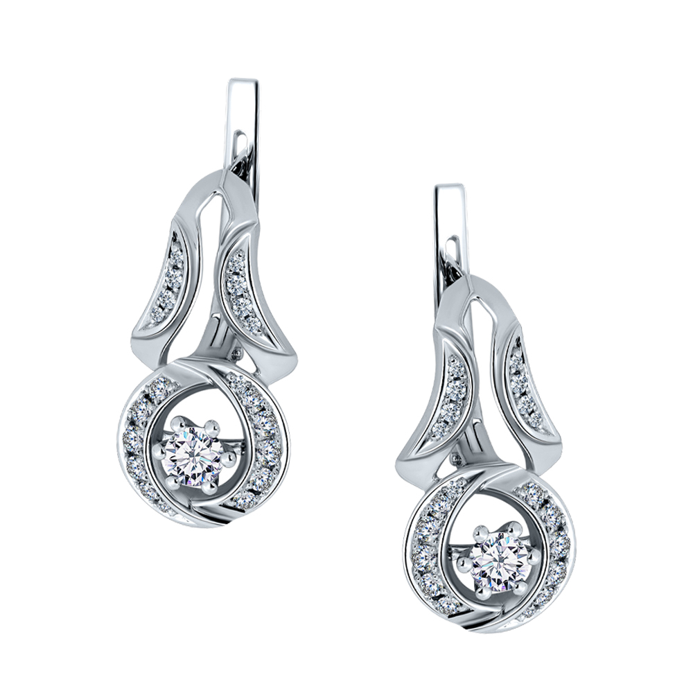 Серьги с бриллиантом Арт-Модерн 020435