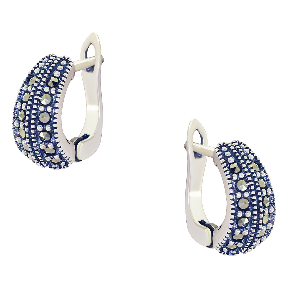 Серьги из серебра Марказит HE336