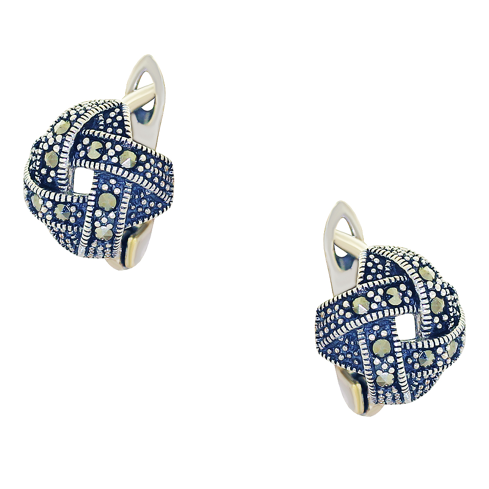 Серьги из серебра Марказит HE1087