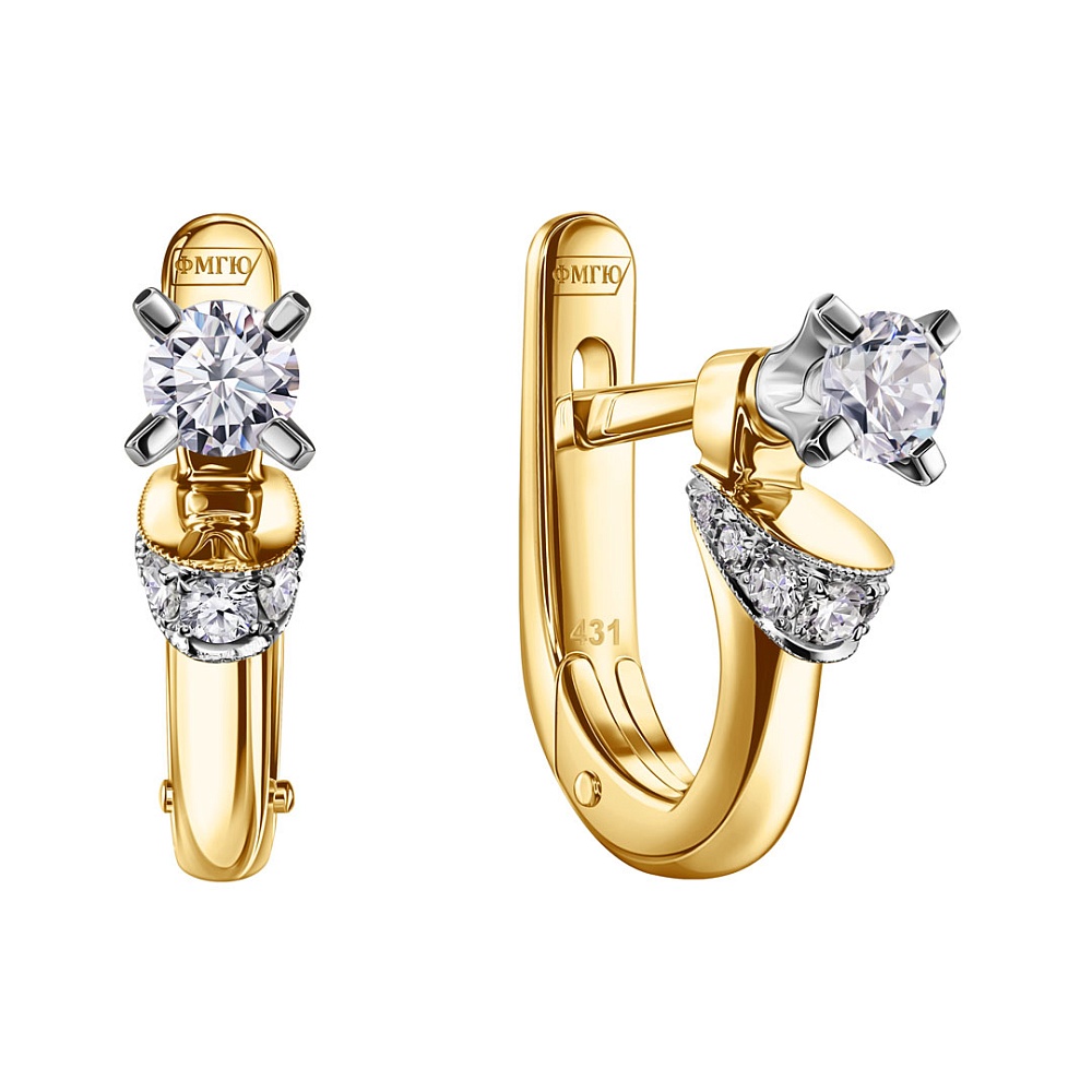 Серьги с бриллиантом Арт-Модерн 020132-Ж/Б