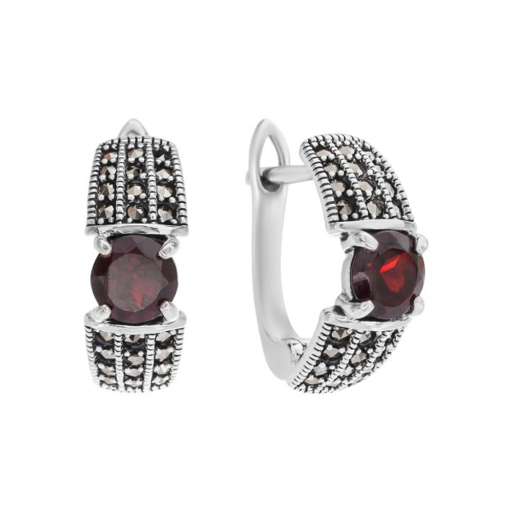 Серьги из серебра Марказит HE1454