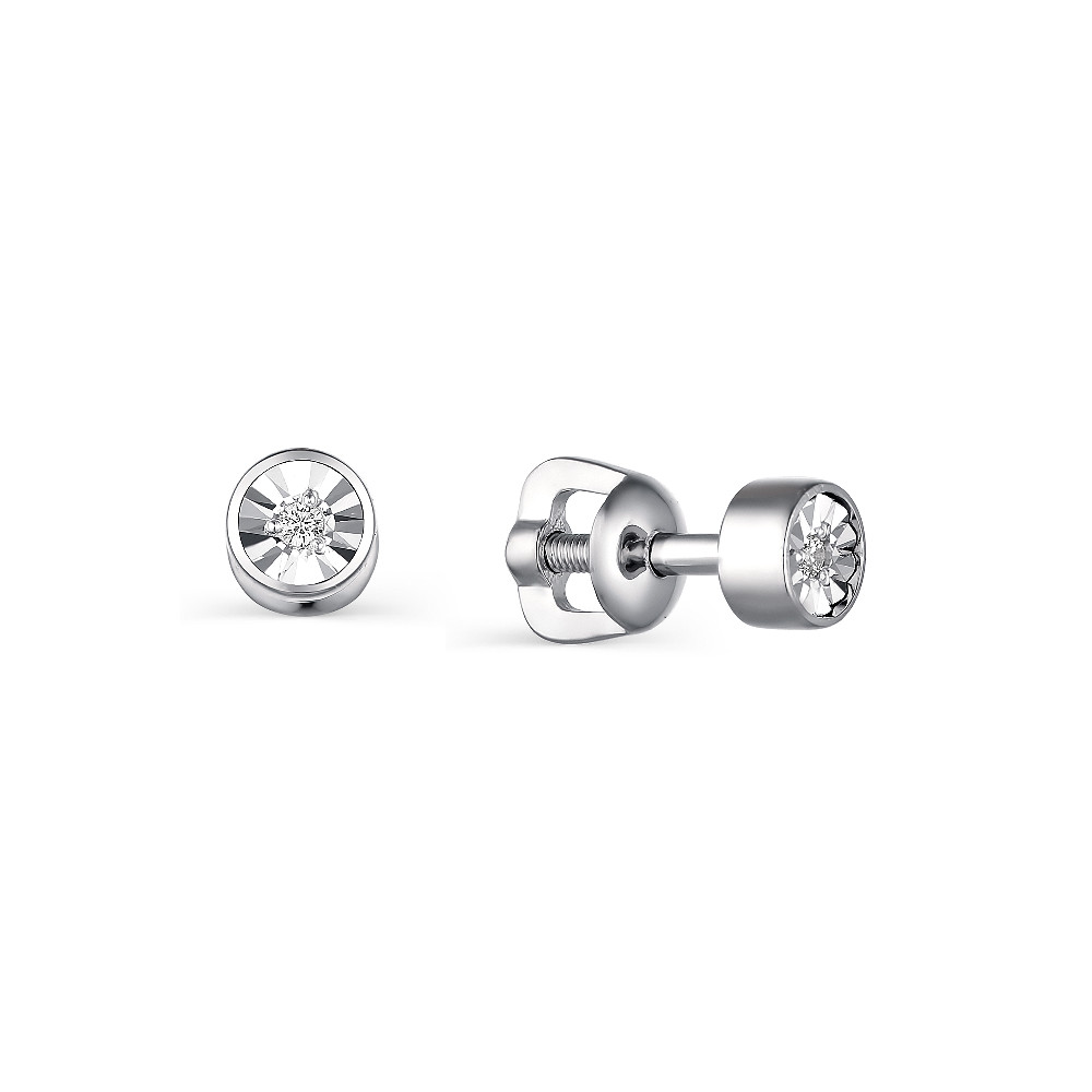 Серьги пуссеты из серебра АЛЬКОР 02-1847/000Б-00