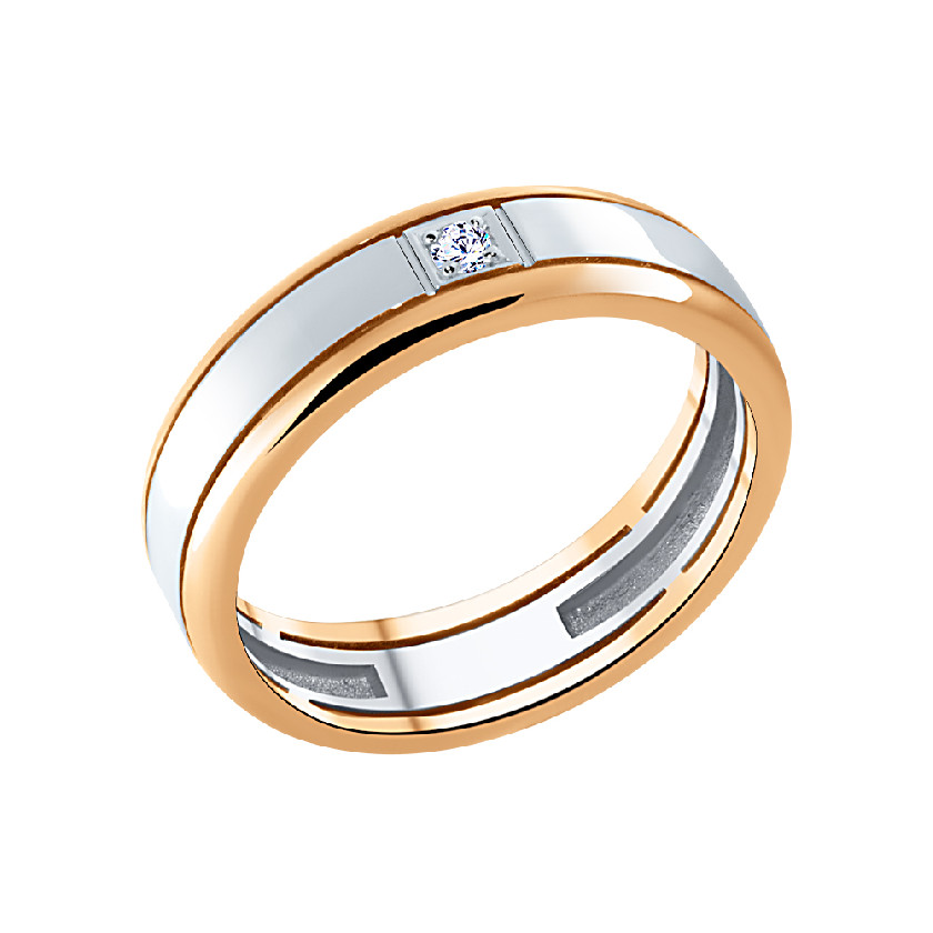 Кольцо обручальное с бриллиатом из комбинированного золота Brilliant Style 926-110