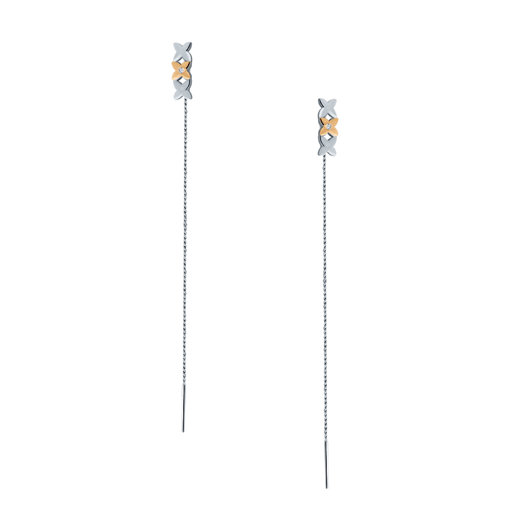 Серьги продежки из серебра АЛЬКОР 02-2726/000Б-00