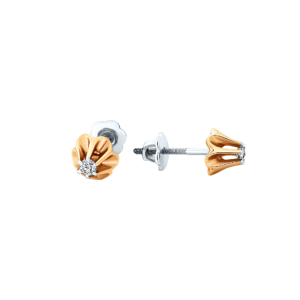 Серьги пуссеты с бриллиантом Бриант ER3068D