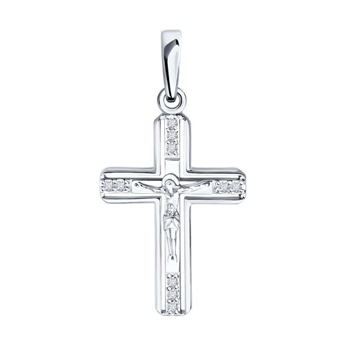 Подвеска крест с бриллиантом SOKOLOV 1120105-3