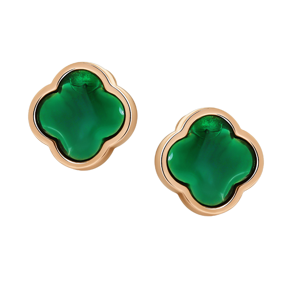 Серьги пуссеты из серебра Янтарная волна 821029пусетыи