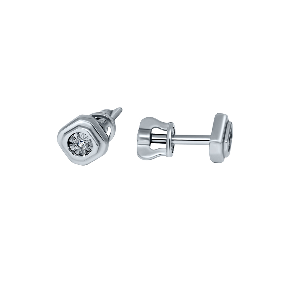 Серьги пуссеты из серебра АЛЬКОР 02-3241/000Б-00