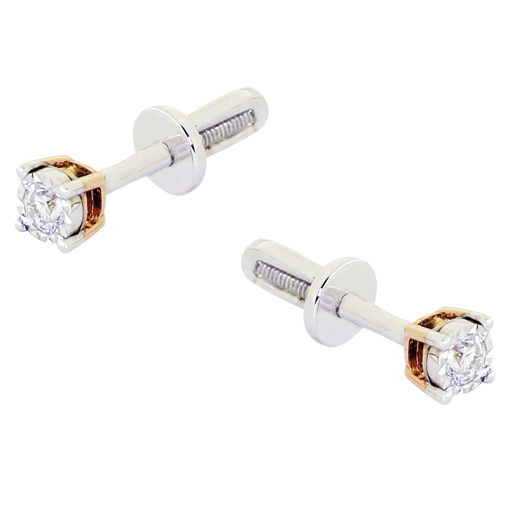 Серьги пуссеты с бриллиантом Бриант ERI5796-0,20D