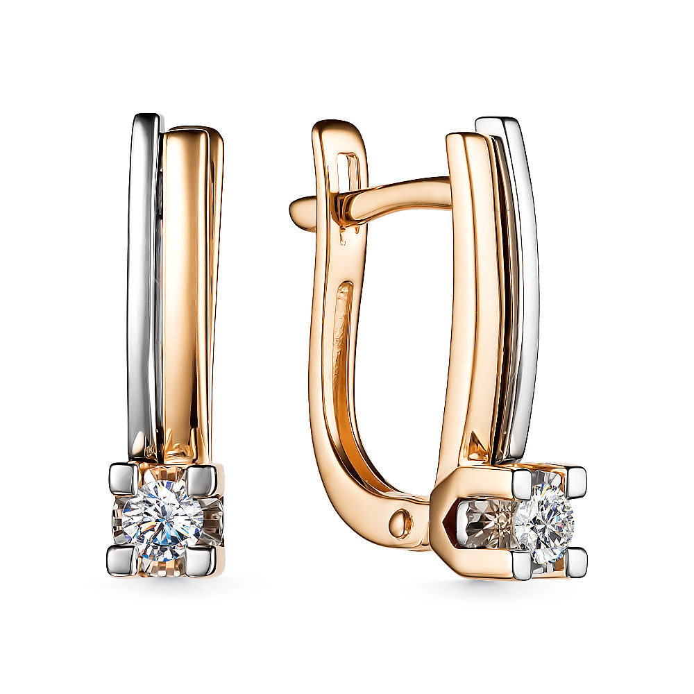 Серьги с бриллиантом АЛЬКОР 24763-100