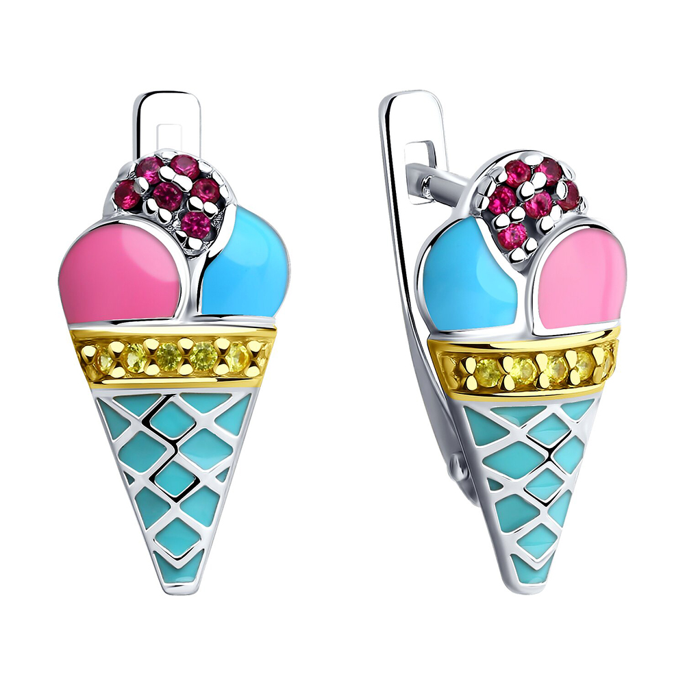 Серьги детские из серебра SOKOLOV 94022777