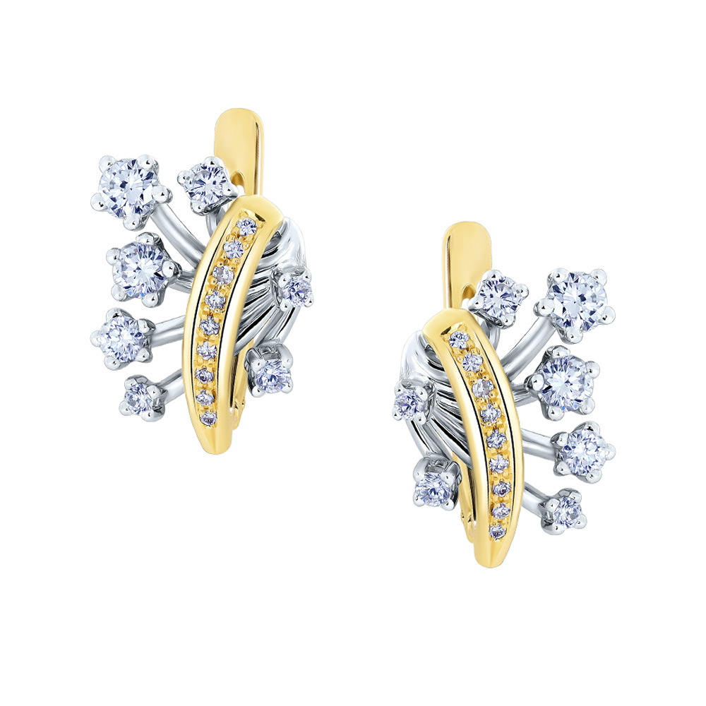 Серьги с бриллиантом Арт-Модерн 020461-Ж/Б