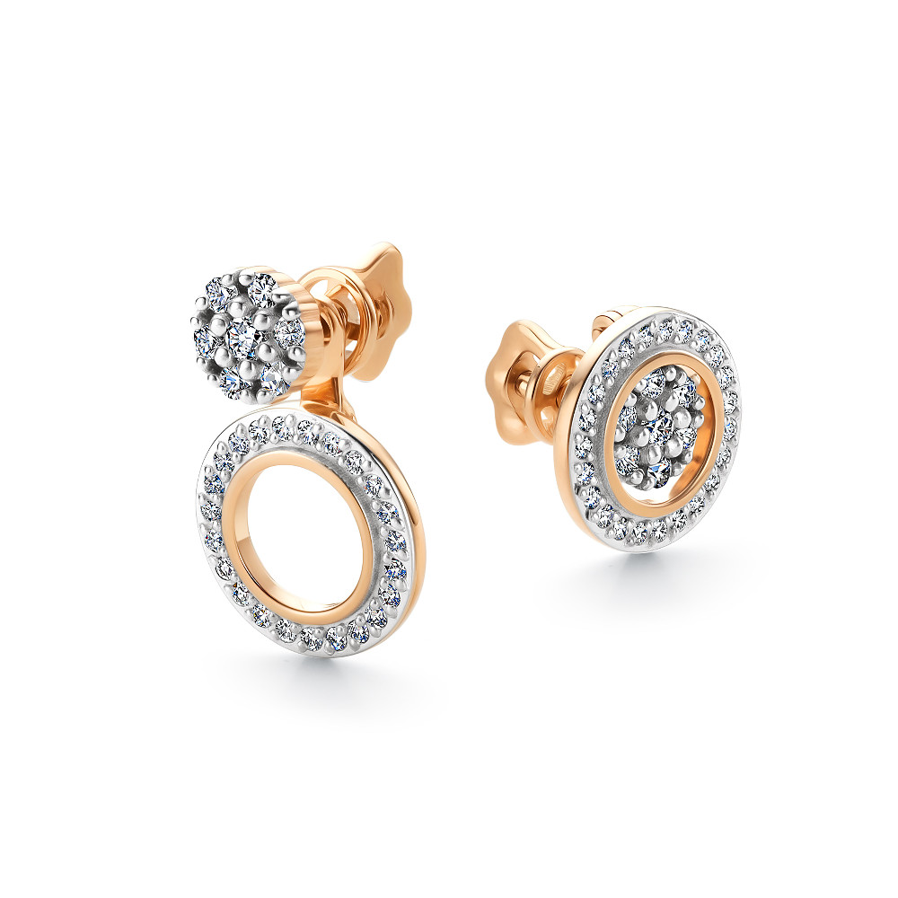 Серьги пуссеты с бриллиантом АЛЬКОР 26670-100