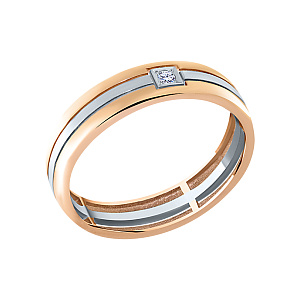 Кольцо обручальное с бриллиантом из комбинированного золота Brilliant Style 937-110