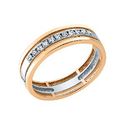 Кольцо обручальное с бриллиатом из комбинированного золота Brilliant Style 901-110
