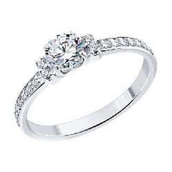 Кольцо помолвочное из серебра SOKOLOV 94-110-01556-1