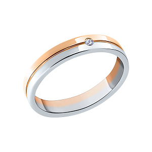 Кольцо обручальное из комбинированного золота Платина 01-3505-00-401-1111-21