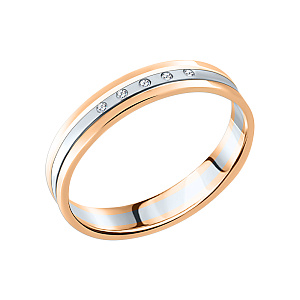 Кольцо обручальное с бриллиантом АЛЬКОР 12376-100