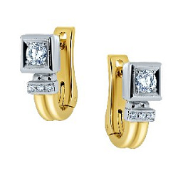 Серьги с бриллиантом Арт-Модерн 020108-Ж/Б