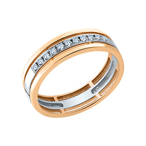 Кольцо обручальное с бриллиантом из комбинированного золота Brilliant Style 901-110