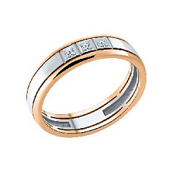 Кольцо обручальное с бриллиантом из красного золота Brilliant Style 951-110