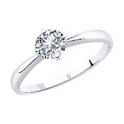 Кольцо помолвочное из серебра SOKOLOV 94012841