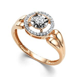 Кольцо с бриллиантом АЛЬКОР 16204-100