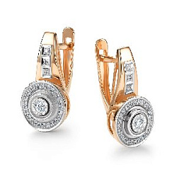 Серьги с бриллиантом АЛЬКОР 25910-100