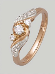 Кольцо с бриллиантом МЭЮЗ 09086