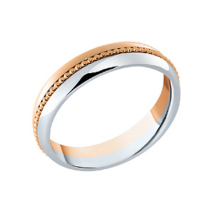 Кольцо обручальное из комбинированного золота Платина 01-5012-00-000-1111-39