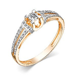 Кольцо с бриллиантом АЛЬКОР 15726-100