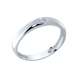 Кольцо обручальное с бриллиантом из белого золота ГАЛЕРЕЯ ЭКСКЛЮЗИВА 4516004
