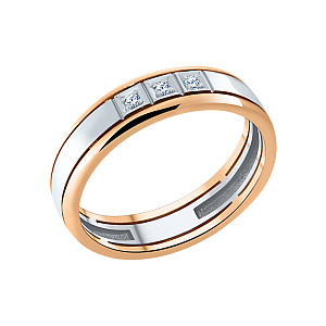 Кольцо обручальное с бриллиантом из красного золота Brilliant Style 951-110