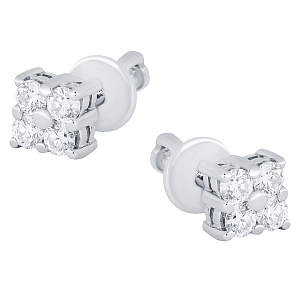 Серьги пуссеты с бриллиантом МЭЮЗ 36399