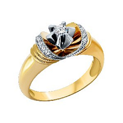 Кольцо с бриллиантом Золотая рыбка 0389