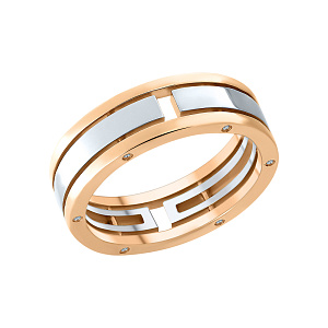 Кольцо обручальное с бриллиантом из комбинированного золота Brilliant Style 928-110