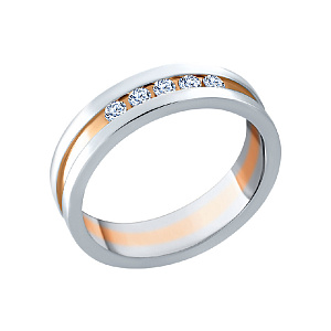 Кольцо обручальное с бриллиантом из красного золота Brilliant Style 946-110-2