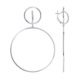 Серьги кольца из серебра SOKOLOV 94022904