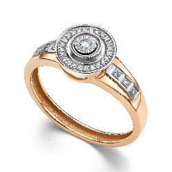 Кольцо с бриллиантом АЛЬКОР 15910-100