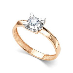 Кольцо с бриллиантом АЛЬКОР 16851-100