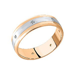 Кольцо обручальное из комбинированного золота 7212199